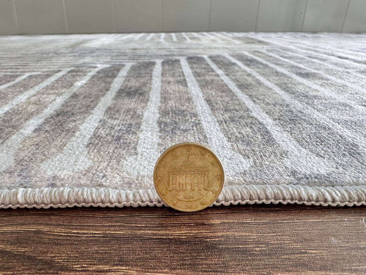 GLN Rugs Contemporary - Ephesus - Machine Washable Area Rug, Modern Washable, Non Slip, Low Pile Area Rug, Living Room, Bedroom, Kitchen Rug - Easy Clean (6' x 9' Lines Cream)