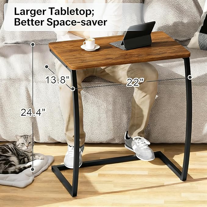 SRIWATANA Side Table, End Table, Vintage C-Shaped Couch Table