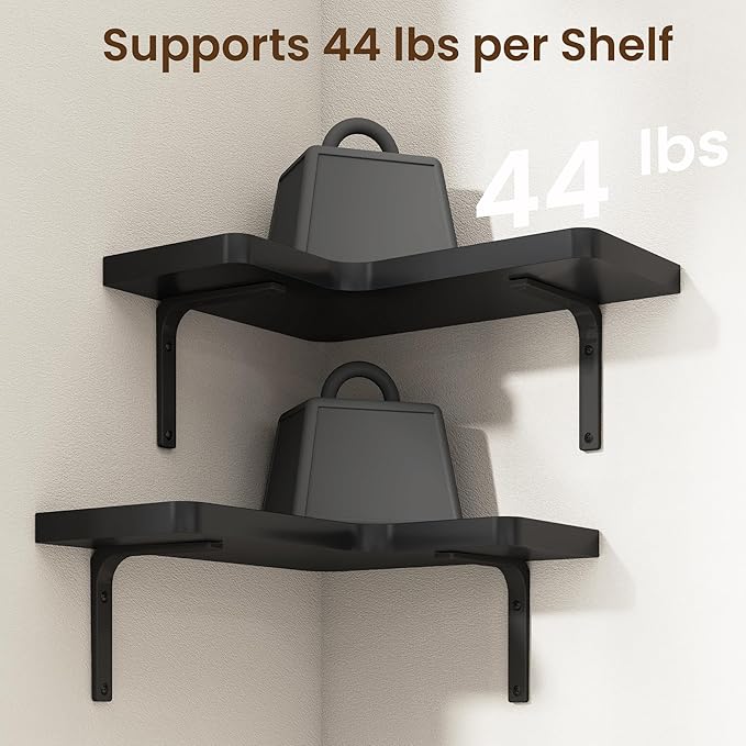 Venusmiles Corner Floating Shelves Set of 4, Wall Mounted L-Shaped Storage