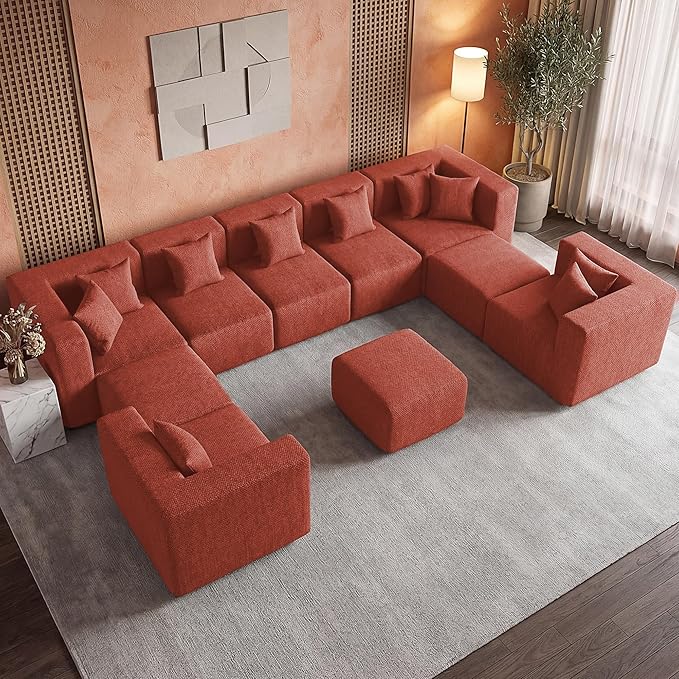 MONVANE Modular Sectional Sofa, Oversized 10 Seat Convertible U Shaped Couch