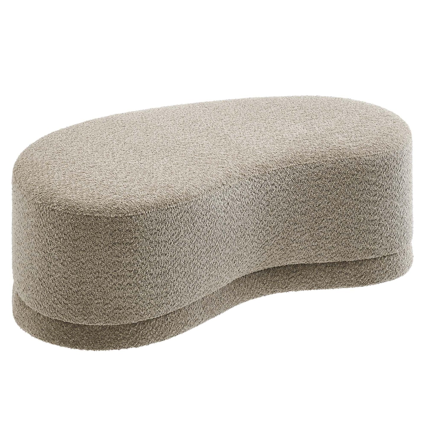Modway Nimbus 48 Inch Curved Ottoman Bench in Oat - Soft Fabric Chenille Ottoman - Versatile Bedroom Bench - Bouclé Footstool - Upholstered Coffee Table - Bedroom and Living Room Furniture