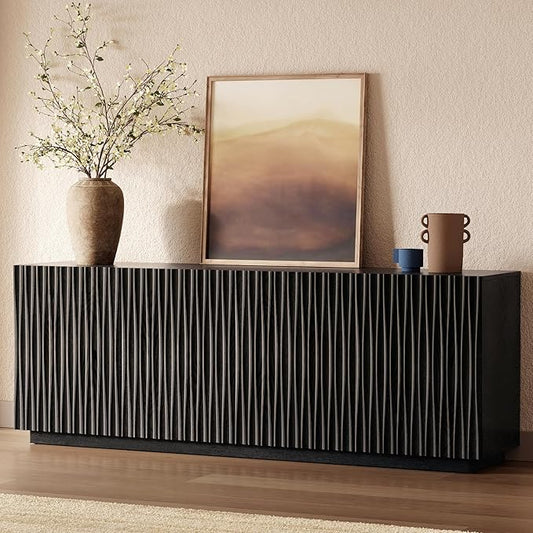 70" Fluted TV Stand for TVs Up to 50/55/65/75", Mid-Century Modern