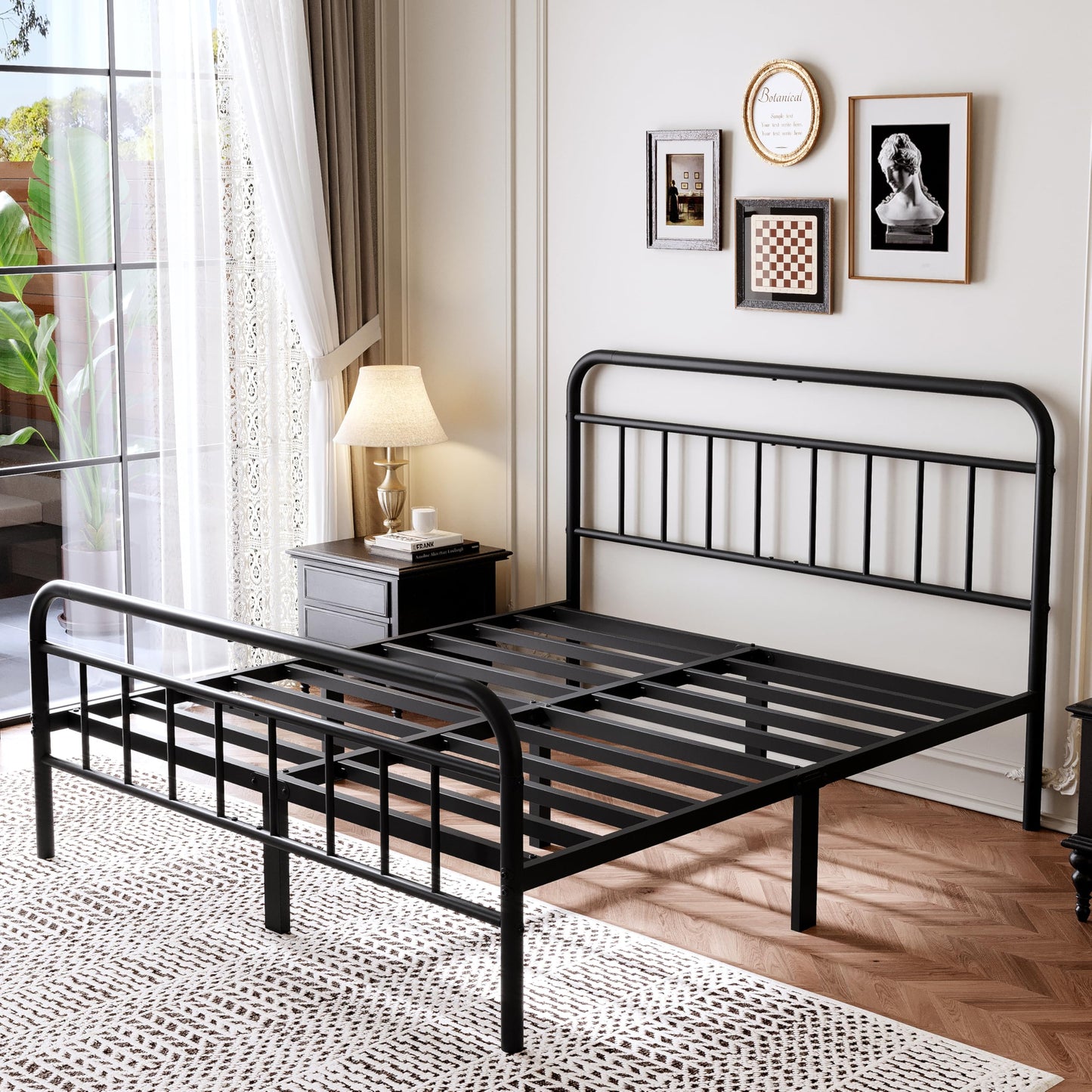 Easllre 14Inch Metal Bed Frame,Full Size Bed Frame with Storage Space,Heavy Duty Sturdy Mattress Foundation,Easy Assembly,No Box Spring Needed,Full