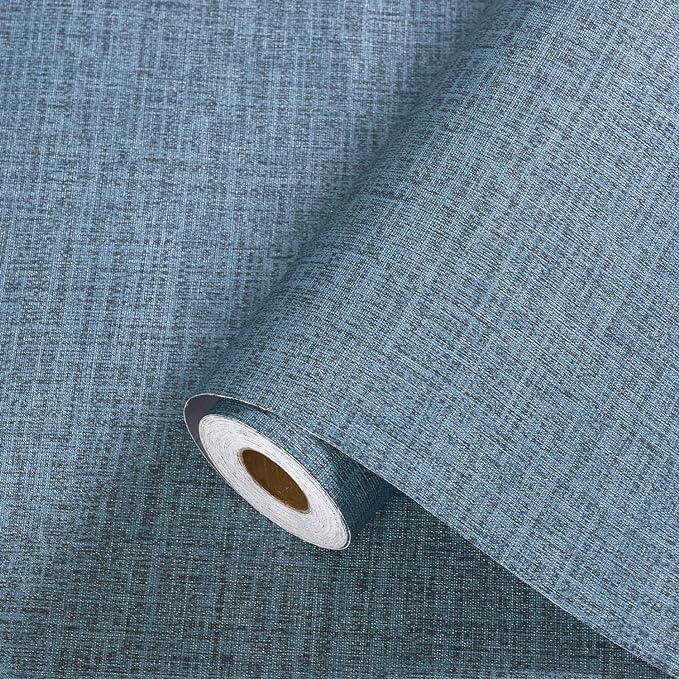 Blue Grasscloth Wallpaper Peel and Stick 472inch Textured Linen Contact Paper