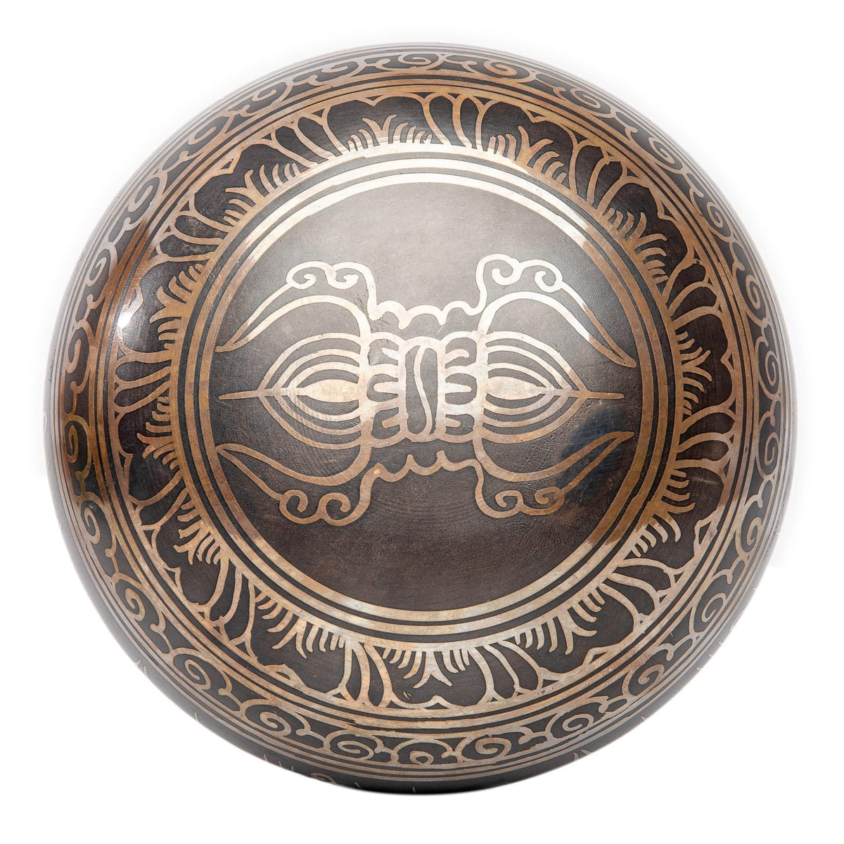 Premium Tibetan Singing Bowl Set – Handmade in Nepal Sound & Meditation Bowl – Spiritual Decor for Yoga, Wellness Spaces & Relaxation by Himalayan Bazaar (Brown & Red)