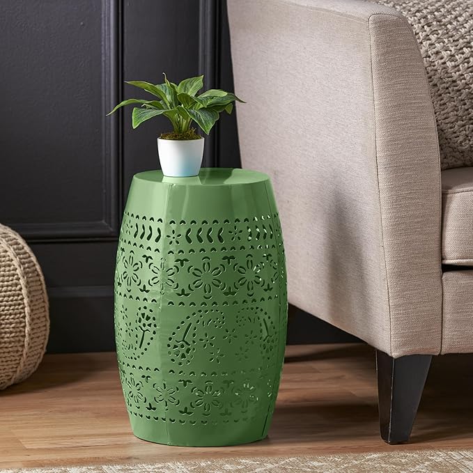 Christopher Knight Home Zoey Small Outdoor Side Table, Lace Cut Iron End Table