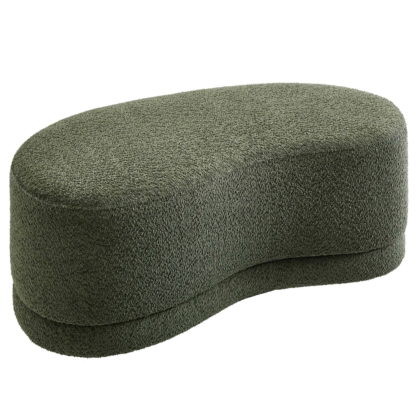 Modway Nimbus 48 Inch Curved Ottoman Bench in Sage - Soft Fabric Chenille Ottoman - Versatile Bedroom Bench - Bouclé Footstool - Upholstered Coffee Table - Bedroom and Living Room Furniture