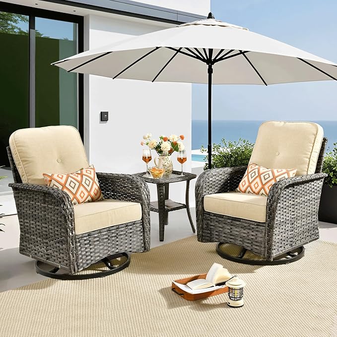 ovios 3-Piece Patio Furniture Set, Outdoor Wicker Sofa