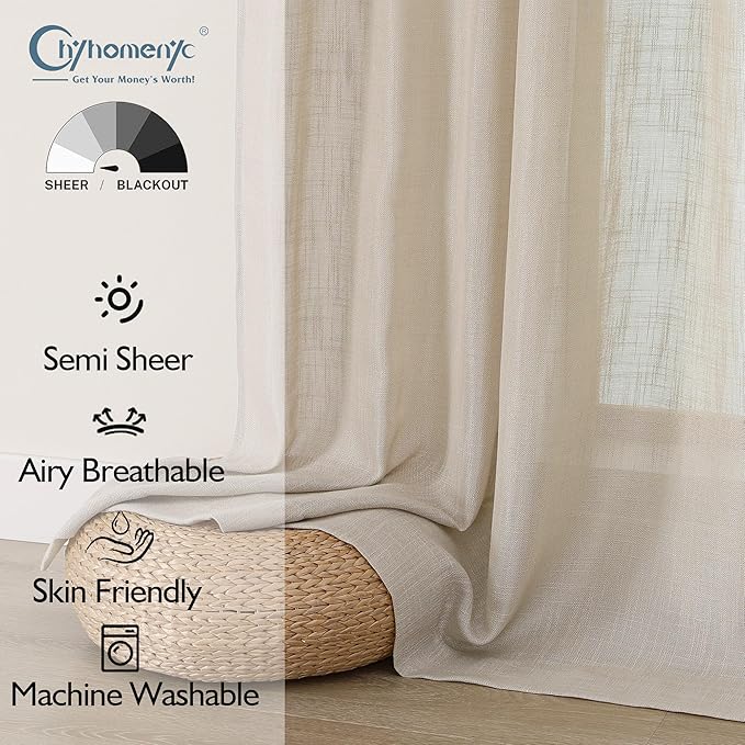 Chyhomenyc Semi Sheer Curtains 54 Inch Length