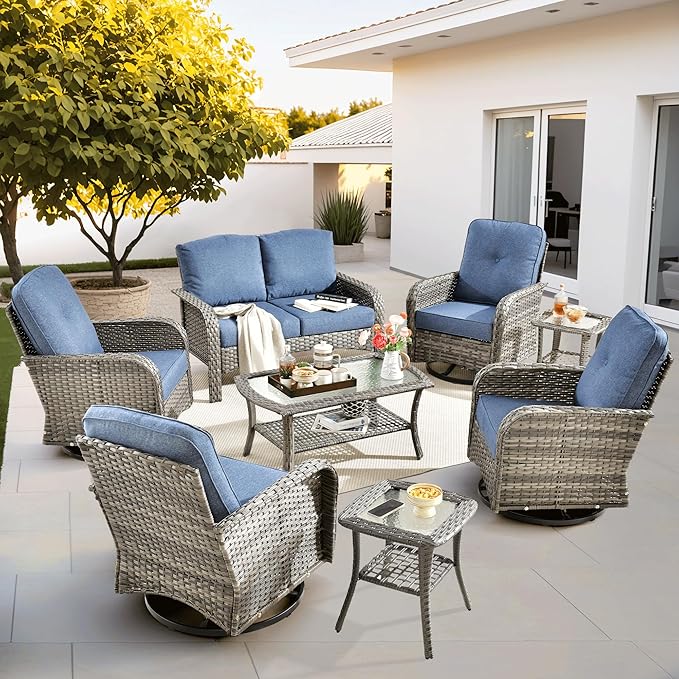 ovios 8-Piece Patio Furniture Set, Outdoor Wicker Sofa