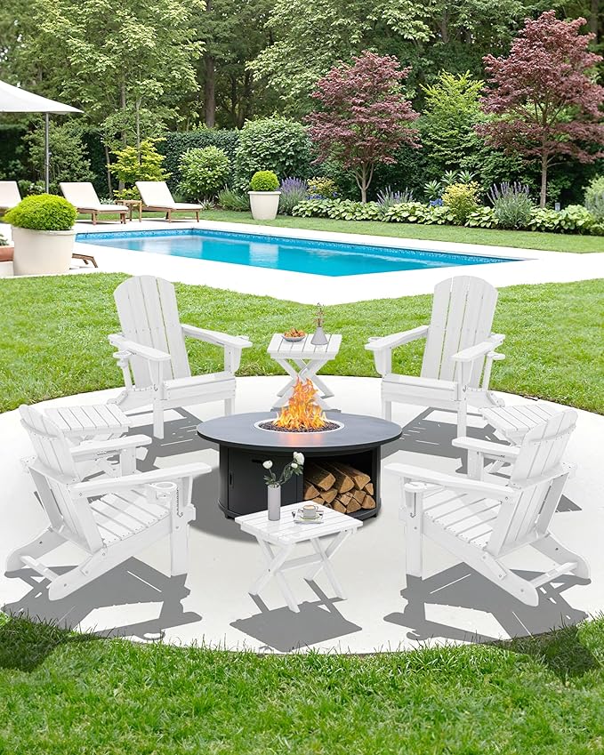 SERWALL Folding Outdoor Side Table Set of 4, Small Adirondack Side Table