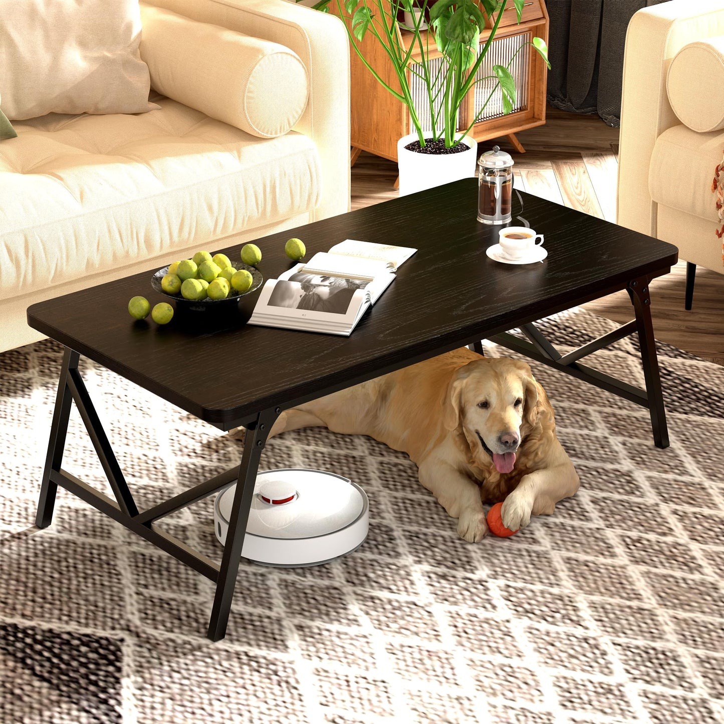 QUERNA Folding Coffee Table, No Assembly Low Coffee Table, Floor Table Desk for Sitting on The Floor, Portable Floor Table for Living Room, Home, Caravan and use, 31.5L‘ x 15.8W’ x 15.8H’