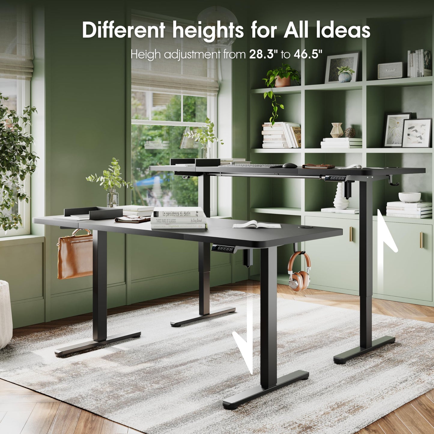 Monomi Electric Standing Desk, 63 x 28 inches Height Adjustable Ergonomic Home Office Sit Stand Up Desk with Memory Preset Controller (Black Top/Black Frame)