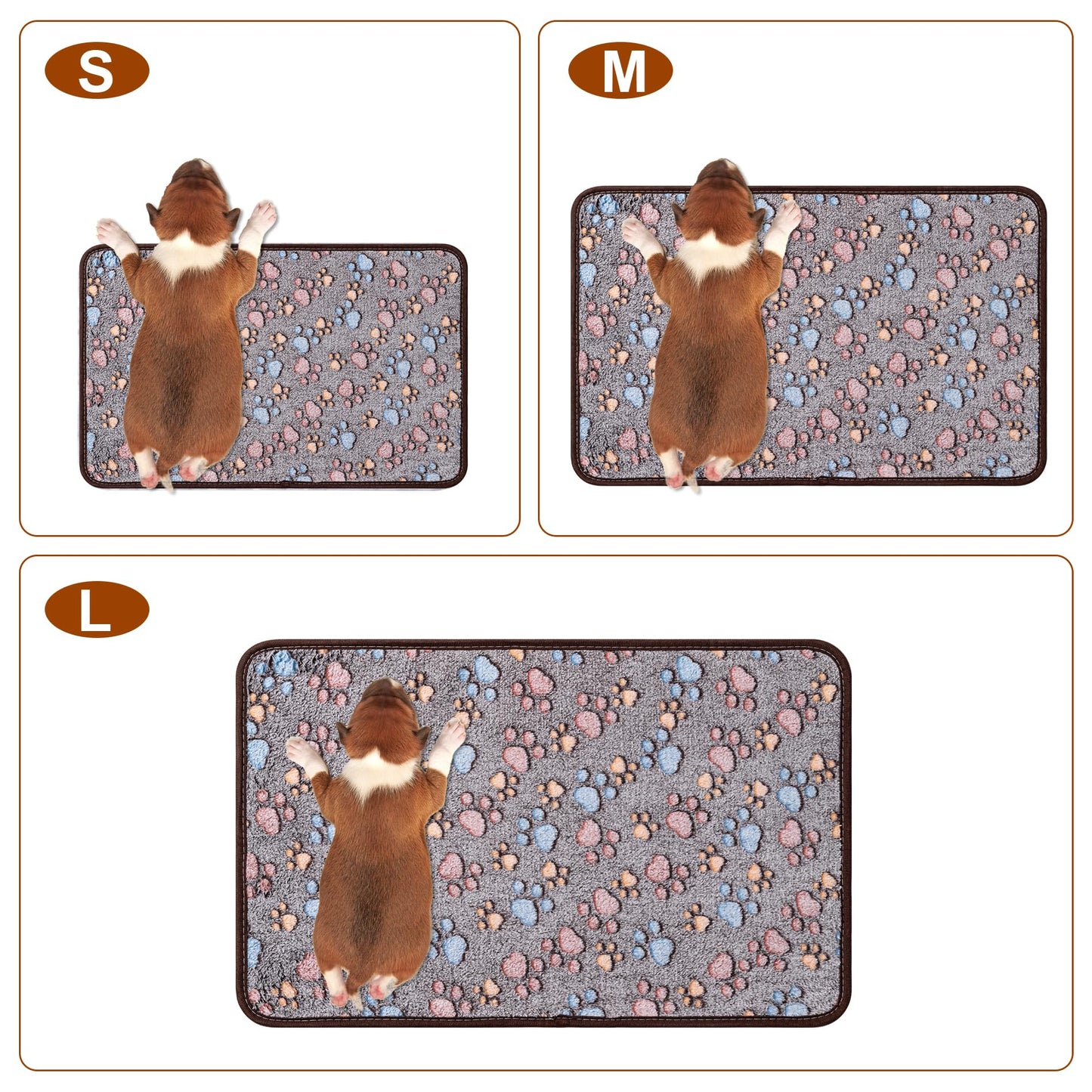 1 Pack 3 Blankets Super Soft Fluffy Premium Fleece Pet Blanket Flannel Paw Printed Throw for Dog Puppy Cat (Small 23x16'', Dark Coffee, Brown, Purple)