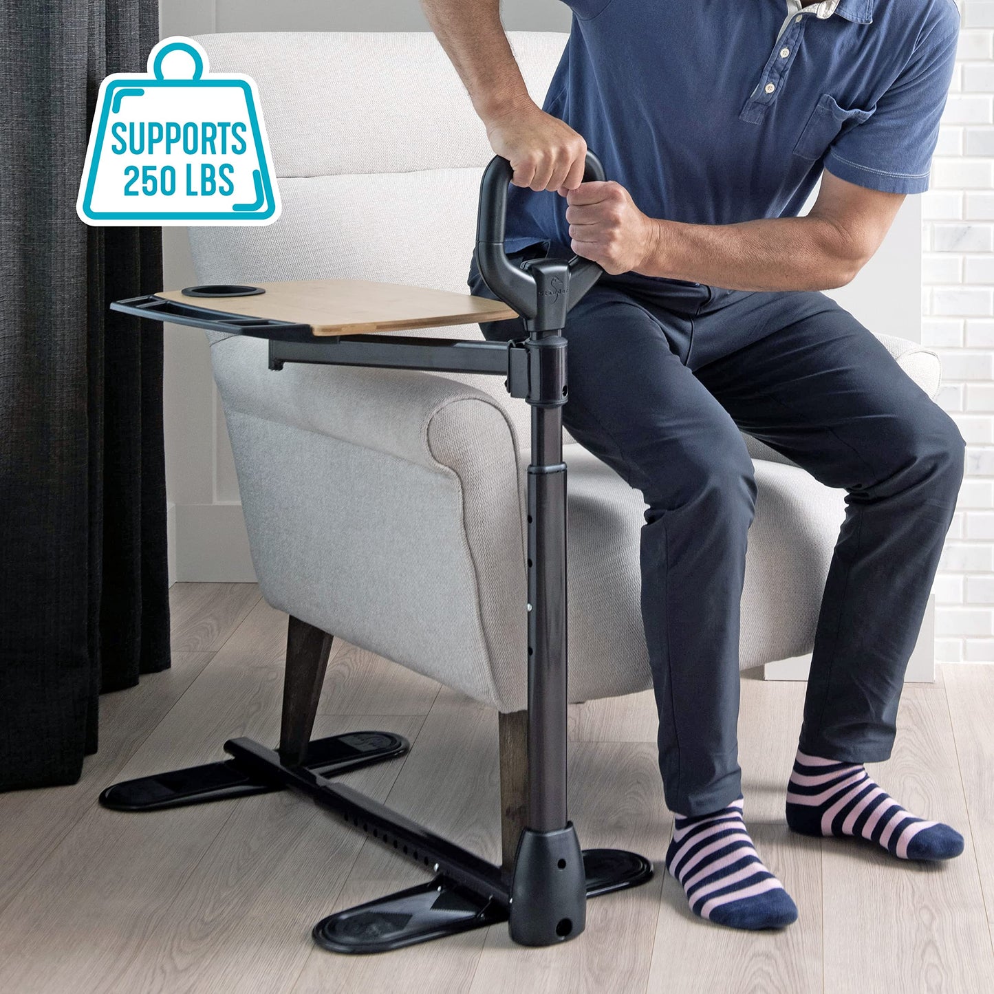 Able Life Tray Table, 360° Swivel Table with Cup Holder, Adjustable Height, Extra Large TV Tray for Eating, Laptop Desk for Couches, Chairs, Recliners, Ergonomic Stand Assist Safety Handle for Elderly