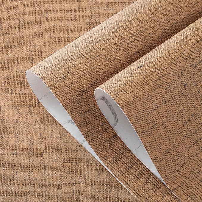 Brown Grasscloth Peel and Stick Wallpaper Textured Contact Paper Removable
