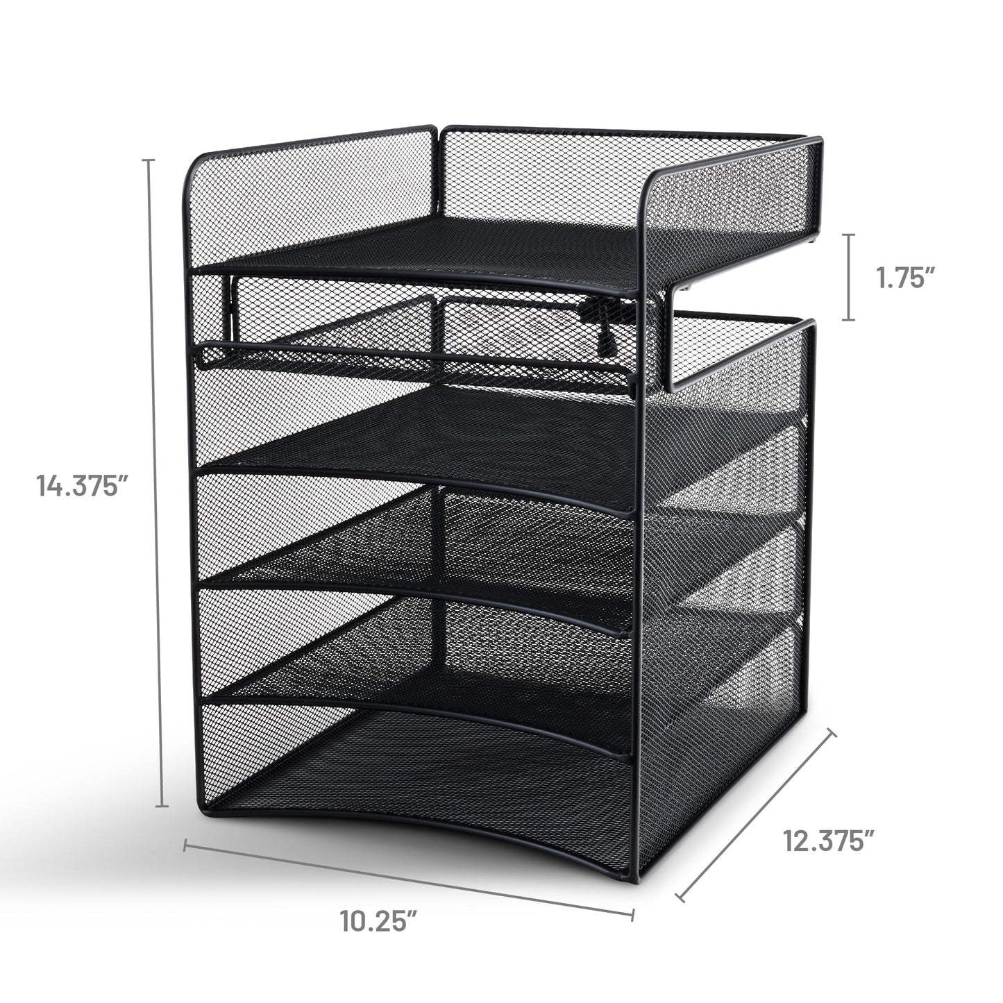 Safco Onyx Hanging Under Desk Organizer, 5 Trays, Office and Classroom Mailbox , Paper and Mail Sorter, Steel Mesh, Black