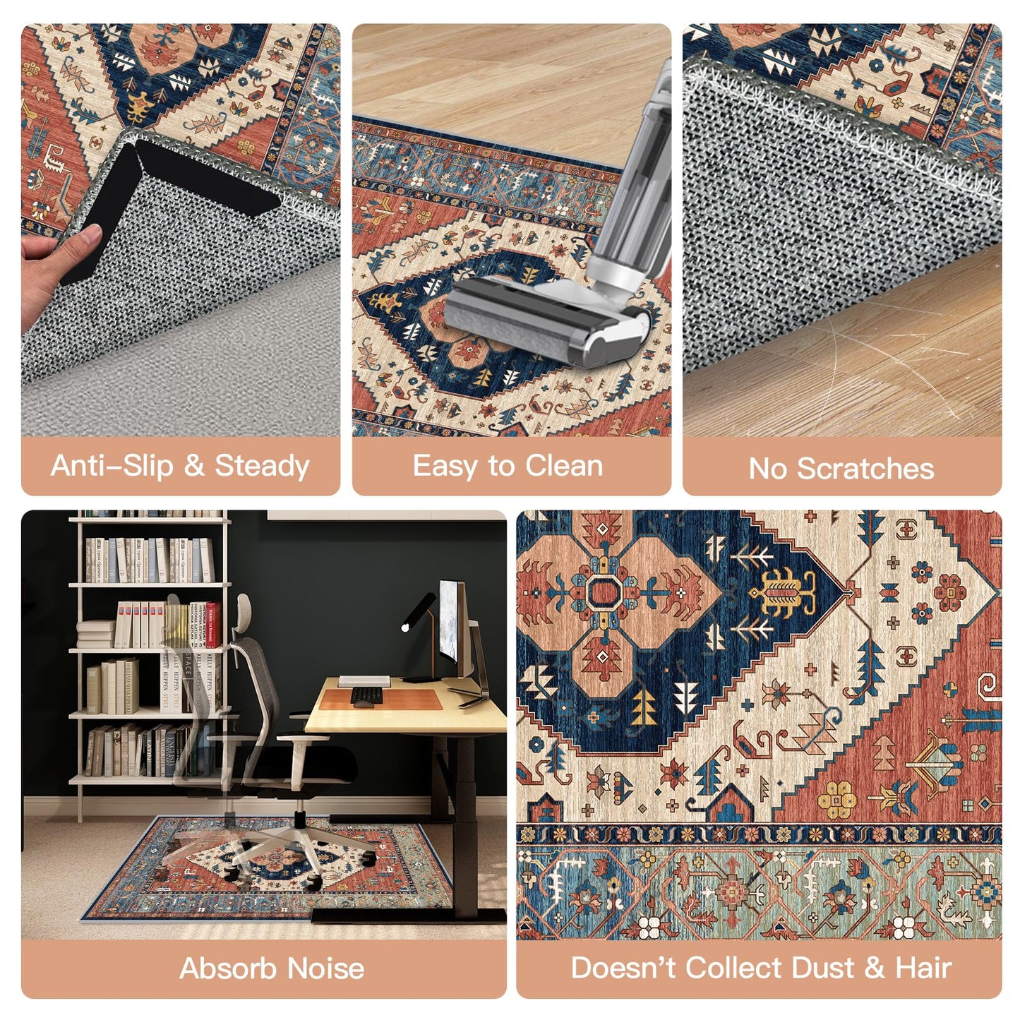 Office Chair Mat for Hardwood Floor, Anti Slip Hi-Q Desk Chair Mat for Hardwood & Low-Carpeted Floors, Easy to Clean Computer Floor Mat Protector Rug for Gaming Rolling Chair on Hard Wood Floors