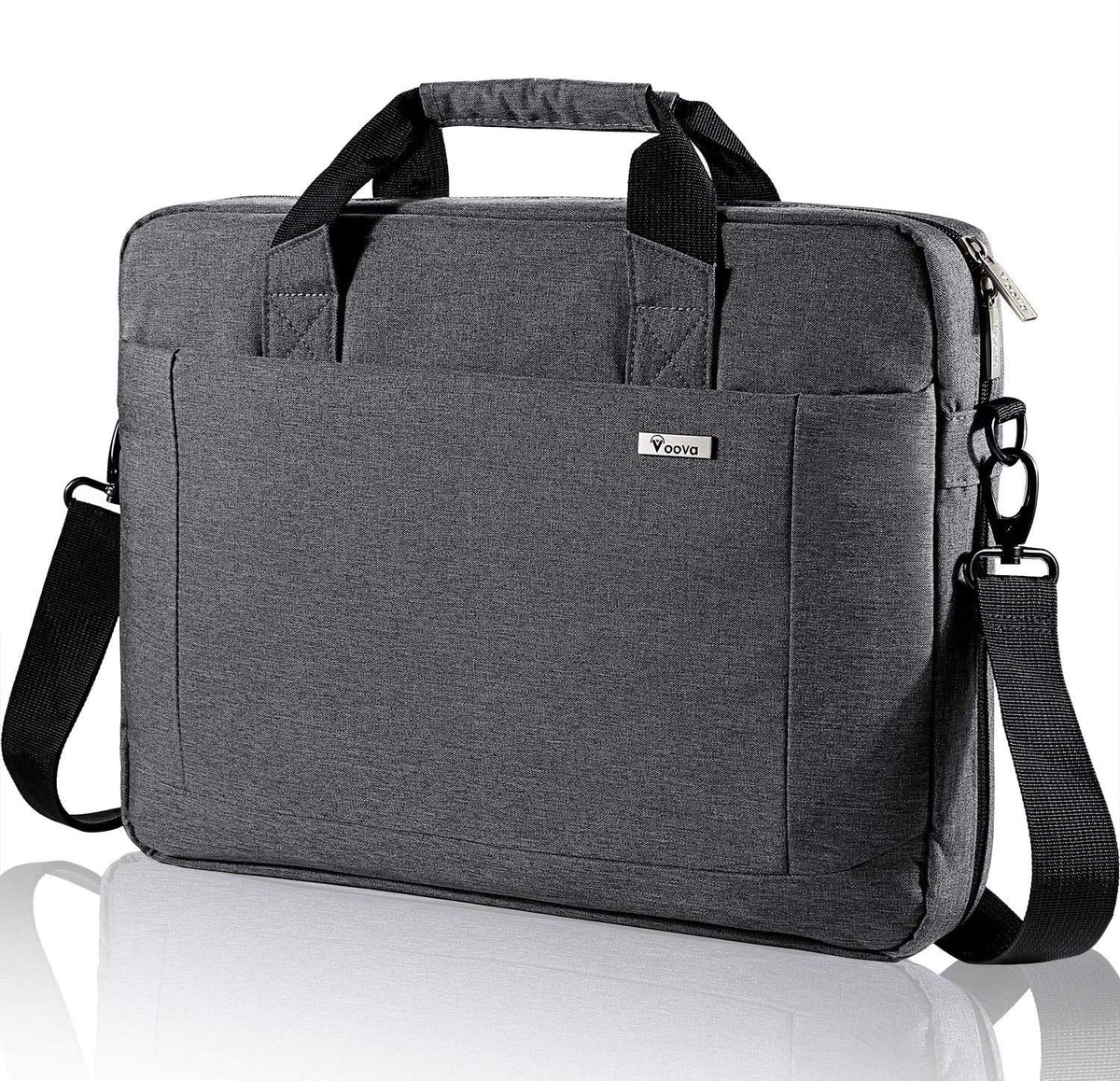 Voova Laptop Bag Case 17 17.3 Inch Computer Sleeve Messenger Bag with Shoulder Strap Expandable Waterproof Large Capacity Business Briefcase for Work Travel Fit 17-18” Laptop, Men Women, Gray