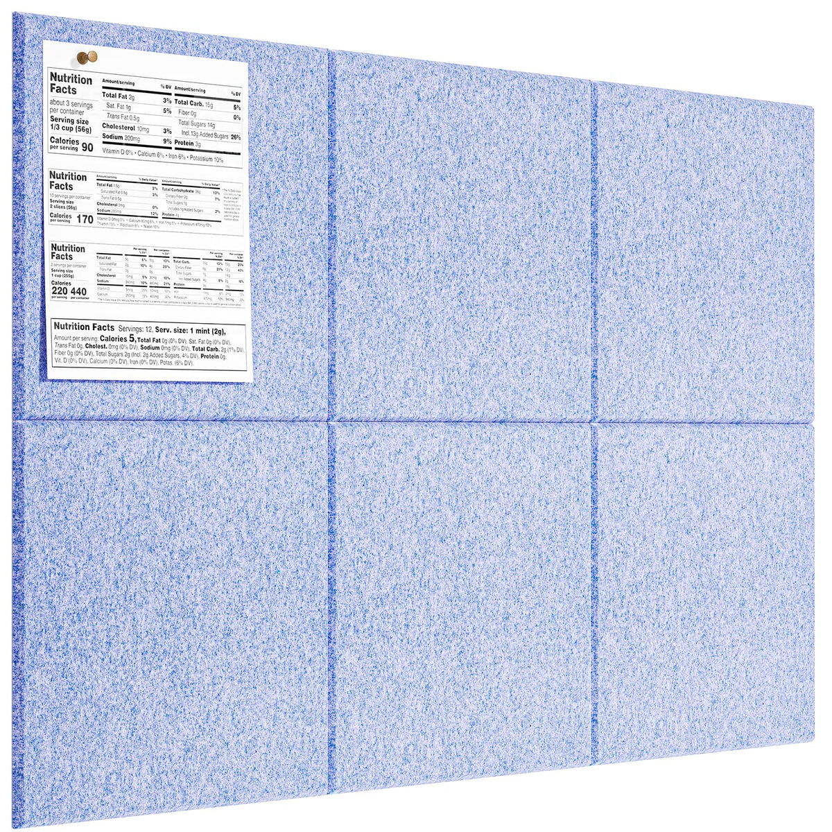 MaxGear Large Cork Board for Wall 36" x 24", Light Blue Bulletin Board, 6 Pack Felt Wall Tiles with Pushpins, Cork Boards for Office Pin Board Tack Board Cork Boards