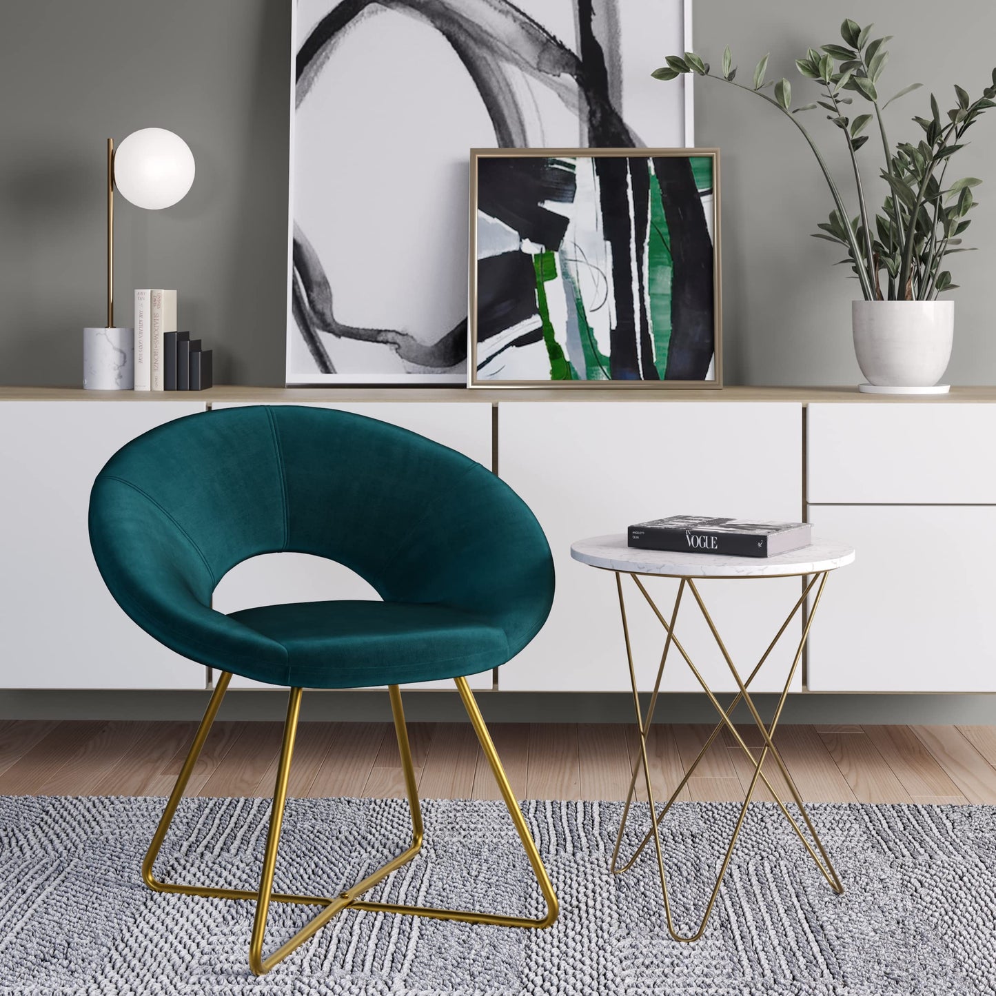 SIMPLIHOME Barrett 24 inch Wide Mid Century Modern Accent Chair in Teal Velvet Fabric for the living and family room