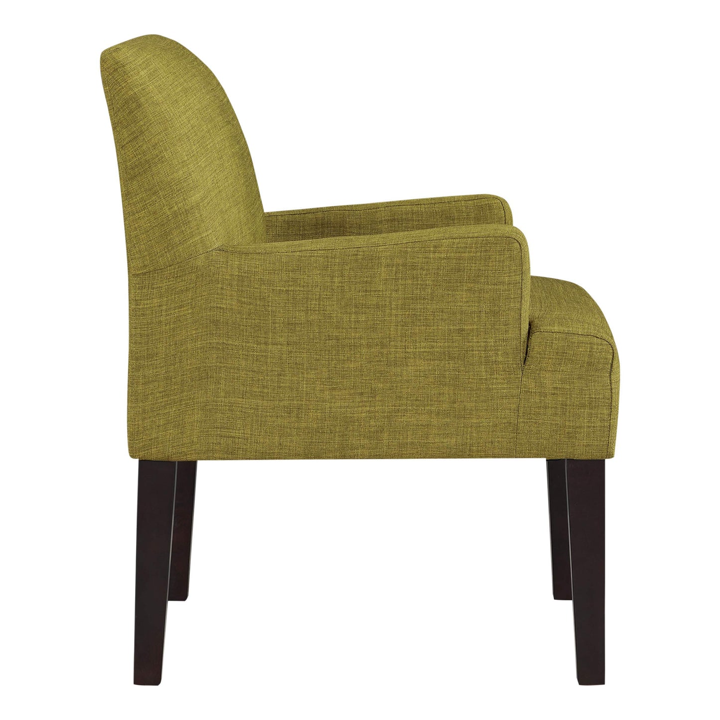 OSP Home Furnishings Main Street Upholstered Guest Chair with Espresso Finish Accents, Green Fabric