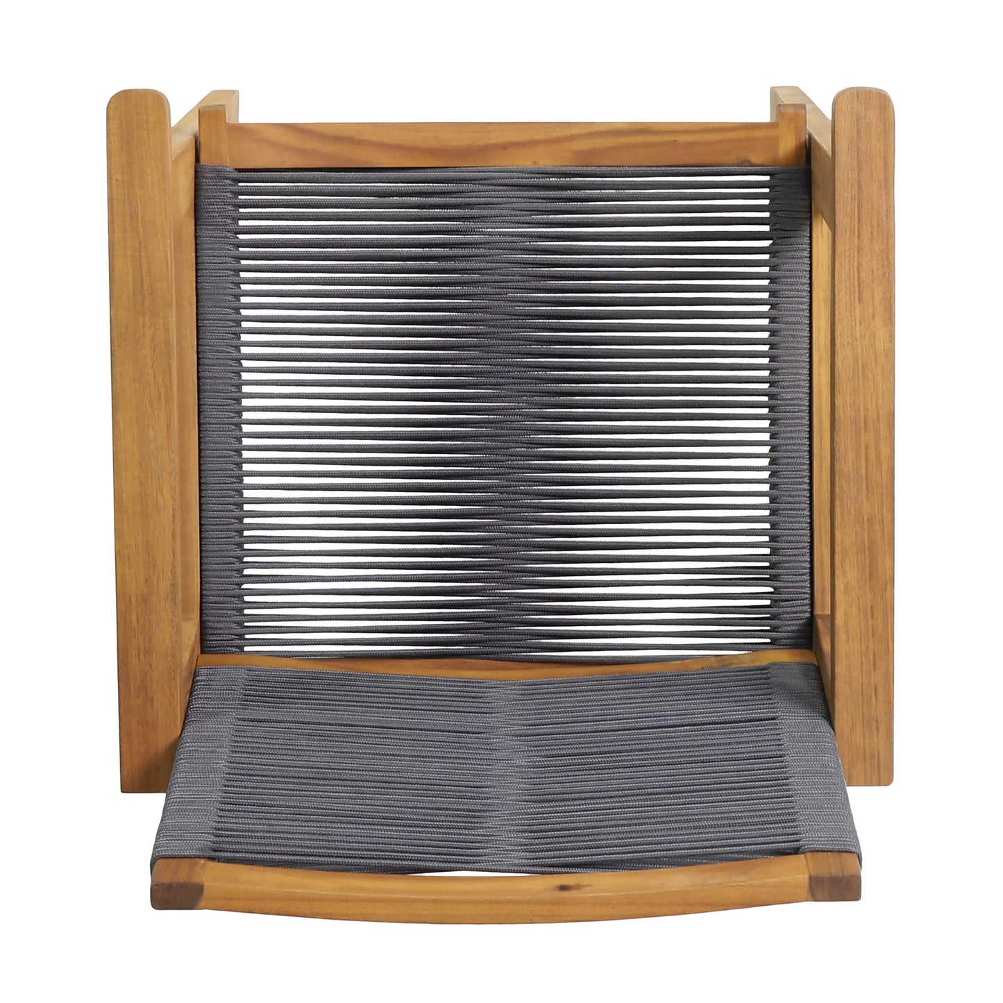 Christopher Knight Home Tracy Outdoor Acacia Wood Dining Chair with Rope Seating (Set of 2), Teak and Dark Gray