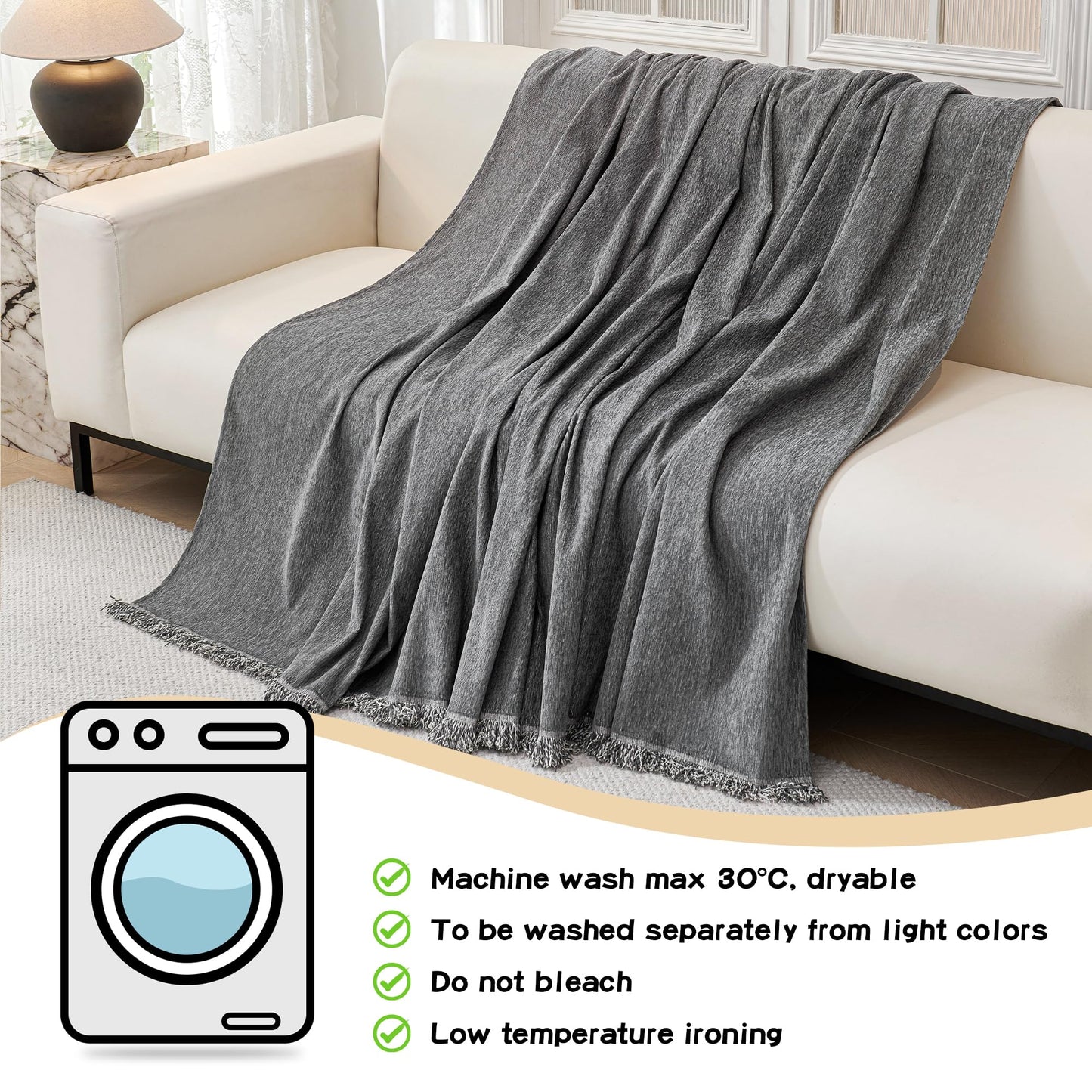 MYSKY HOME Couch Cover for Sectional Sofa, 2 Pieces Couch Covers for L Shape Sofa Cover, Furniture Protector for Pets, Kids, Sofa Slipcover for 2-3 Cushion Couch (71"x118"+71"x118", Dark Grey)