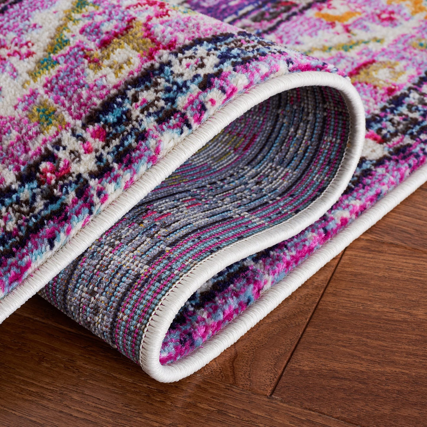 SAFAVIEH Monaco Collection Area Rug - 2'2" x 4', Violet & Fuchsia, Non-Shedding & Easy to Clean, Distressed Medallion Design, Ideal for Front Door, Kitchen, Entryway, Accent Space (MNC243P)