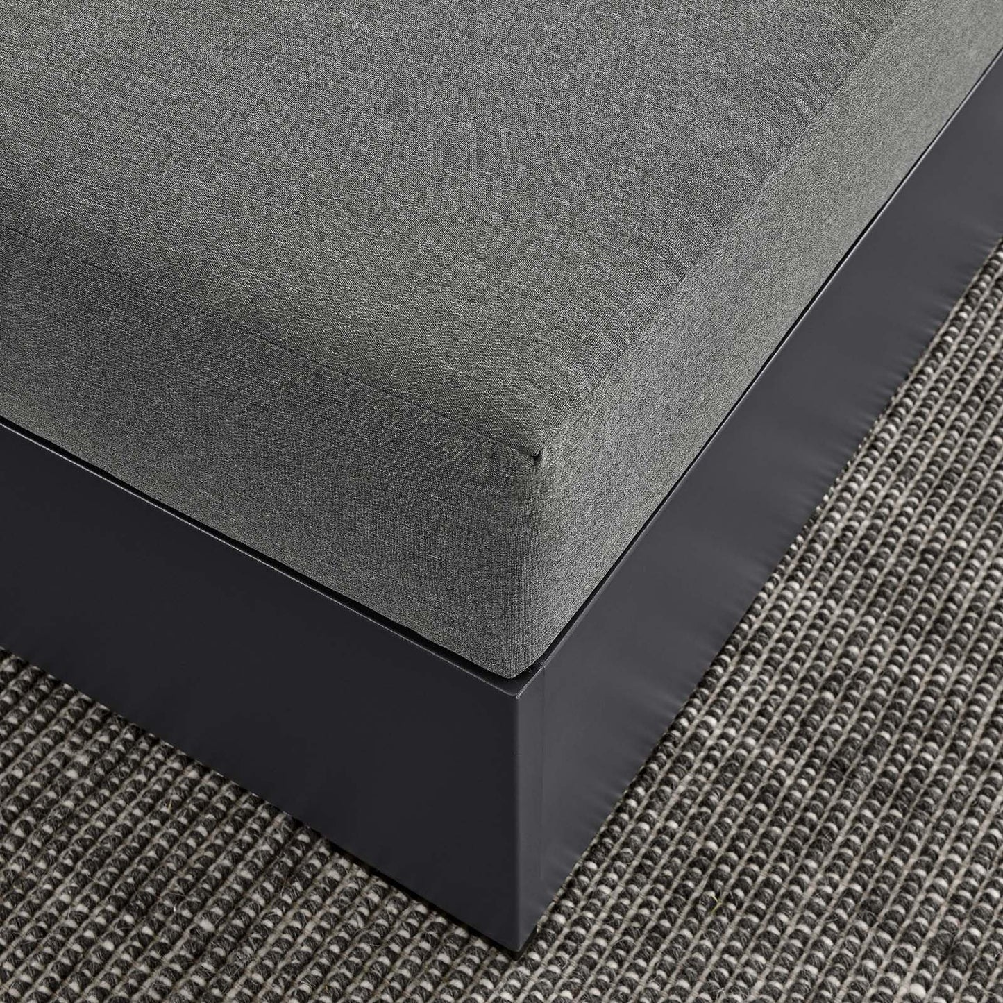 Modway Tahoe Aluminum Ottoman in Gray Charcoal with Weather-Resistant Cushion-Ideal as Outdoor Footstool, Patio or Sunroom Furniture