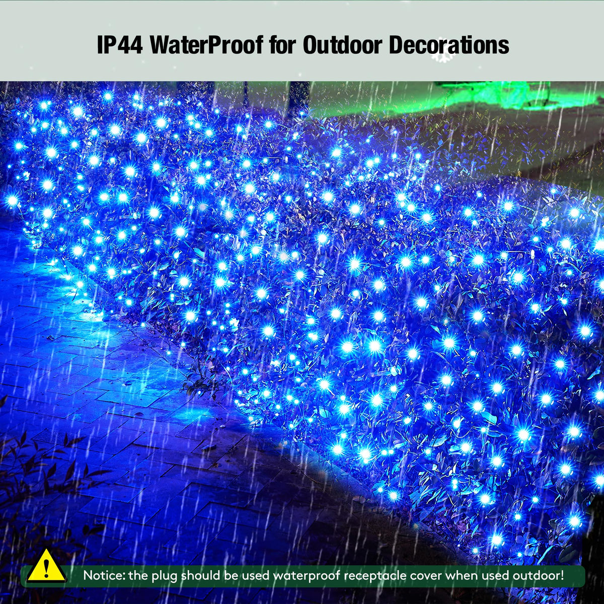 Sylampow Led Blue Christmas Net Lights Outdoor Christmas Bushes Lights 120Led 6ftx5ft, Connectable Outdoor Indoor Mesh Net Lighting for Xmas Holiday, Garden, Lawn, Shrubs, Trees, Bushes Decorations
