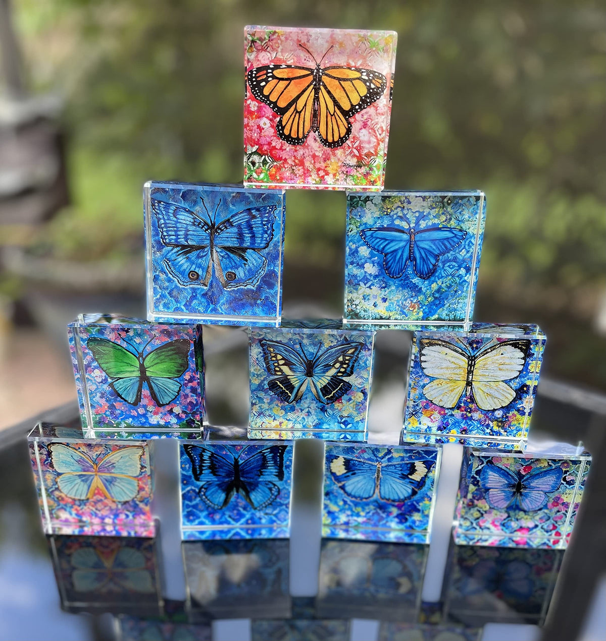 Crystal Butterfly Paperweight Collectible Gift Dark Blue Morpho