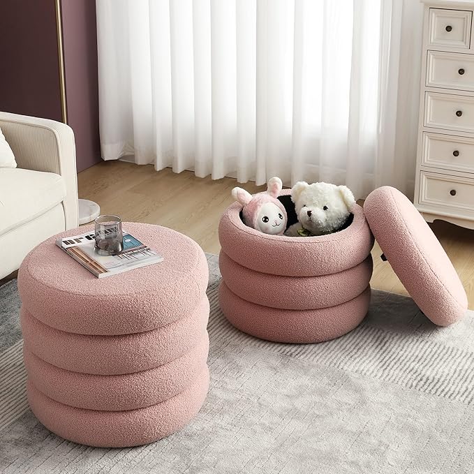 Flouki Round Ottoman Set of 2, Ottomans