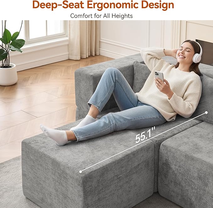 MONVANE 103'' Modular Sectional Sofa, Cloud Sectional Couch