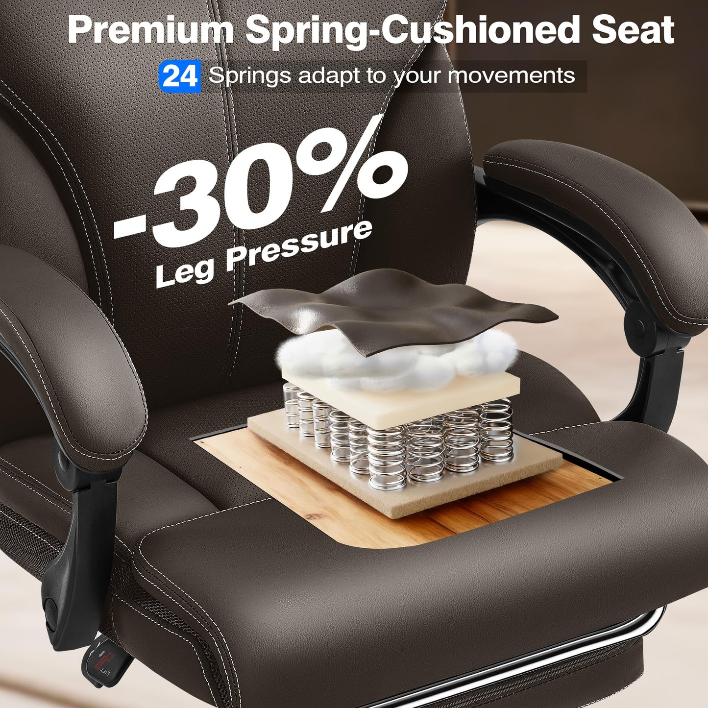 AreShark Office Chair - Ergonomic Comfortable High Back Computer Desk Chair with Foot Rest - Executive Breathable Swivel Rolling Reclining Leather Chair with Lumbar Support for Home Gaming Relaxing