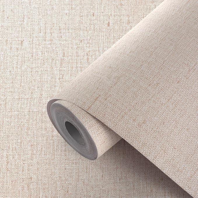 Beige Grasscloth Wallpaper Peel and Stick Textured Self Adhesive Linen Contact