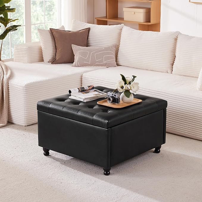 Weture Large Square Storage Ottoman Coffee Table, Oversized Square Ottoman