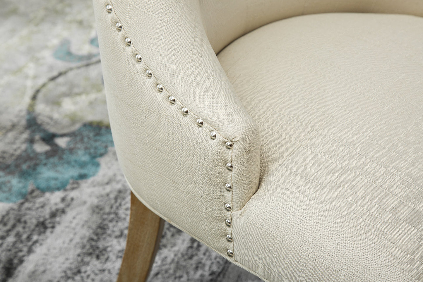 Roundhill Furniture Button Tufted Solid Wood Wingback Hostess Chairs with Nail Heads, Set of 2, Tan, White, "Tan, 24D x 22W x 39H in