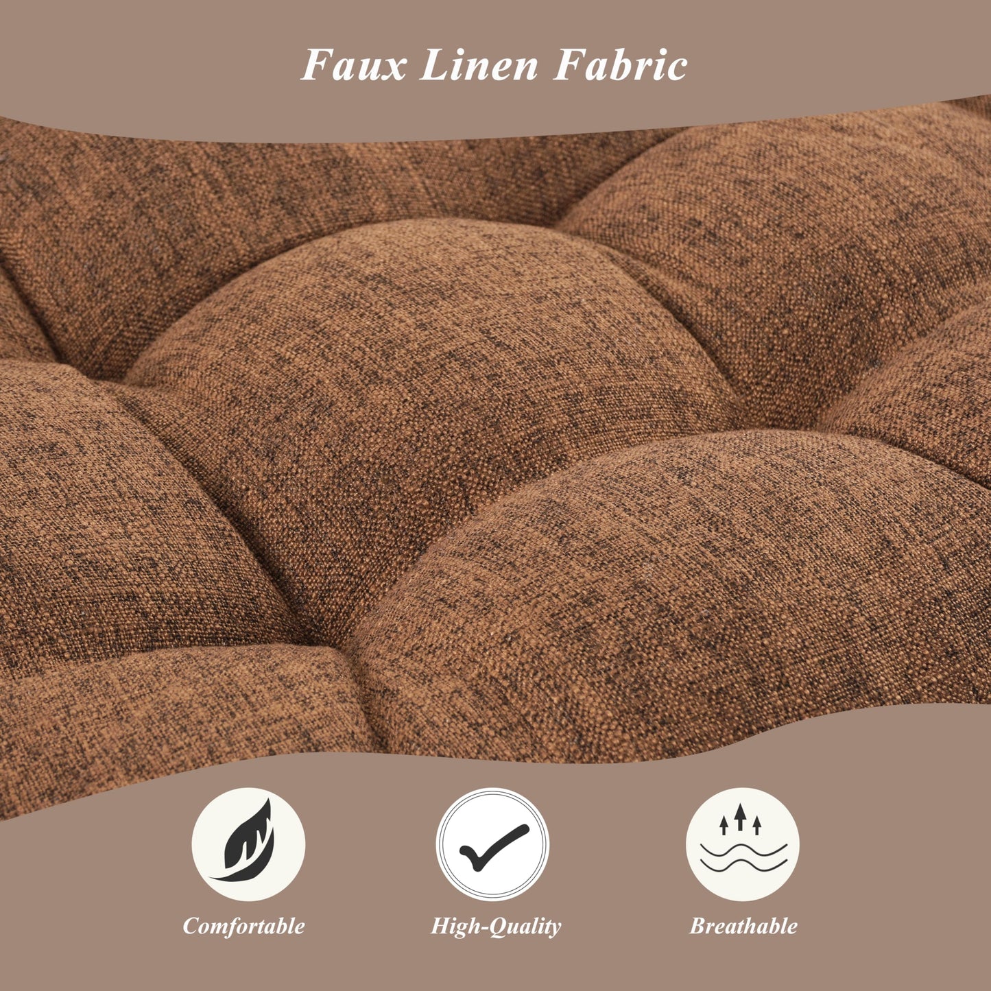 FlyGulls Bench Cushion for Indoor Furniture 48x19 inch Rectangle Bench Seat Cushion for Bay Window Entryway Bench Thick Textured Chair Cushion with Non-Slip Backing 1 Pack, Light Brown