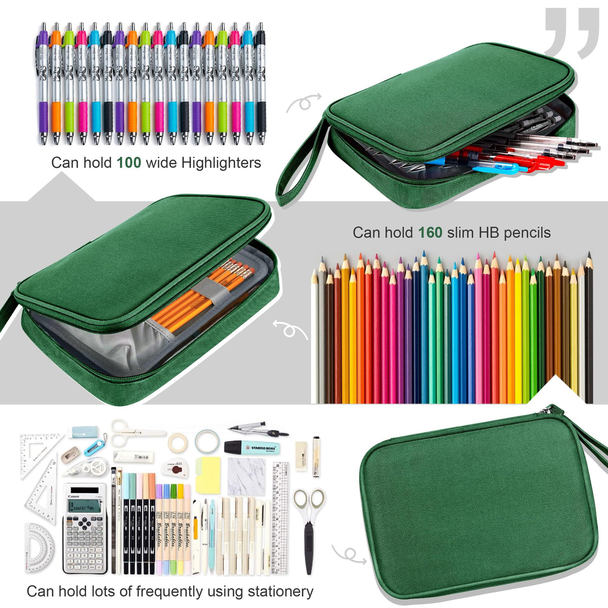 Zannaki Big Capacity Storage Pouch Marker Pen Pencil Case Simple Stationery Bag Box Art Tool & Sketch Storage Boxes for Bullet Journal Middle High School Office College Student Girl Women Adult Teen