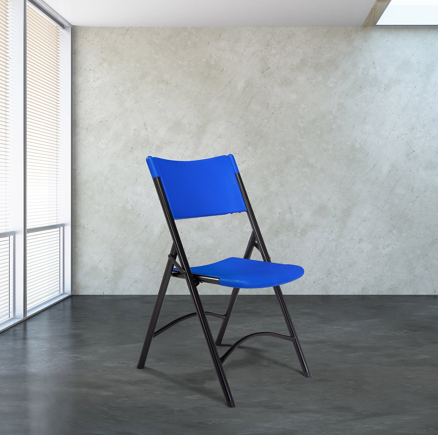 Plastic Portable Folding Chairs by National Public Seating – 600 Series Premium Lightweight Foldable Chairs for Indoor & Outdoor, Set of 4 – Comfortable, Durable, Institutional-Grade, Blue