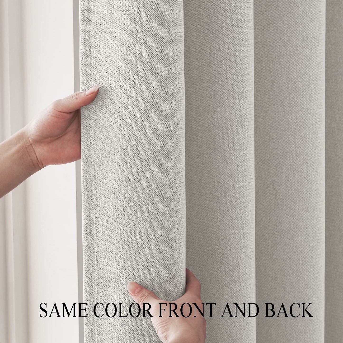 Faux Linen Extra Long Curtain with Grommet-Total Blackout High Ceiling Curtain for Living Room,17ft Length,2 Story Drape for Thermal Insualted Window Privacy (Silver White,1 Panel,52 x 204 Inch)