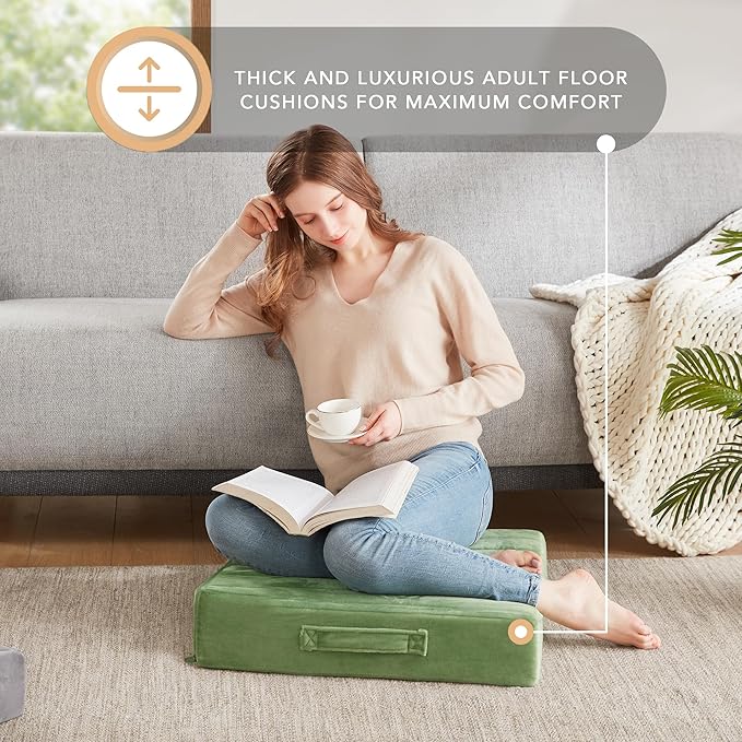 Codi Floor Cushions for Adults, Large Meditation Pillows