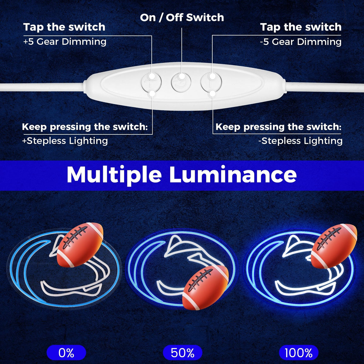 University Team Neon Sign, Light Up Dimmable College State Football SoccerTeam Logo Led Neon Sign Light Hanging for Wall Decor, Bedroom, Dormitory, Man Cave, Birthday Christmas Gift