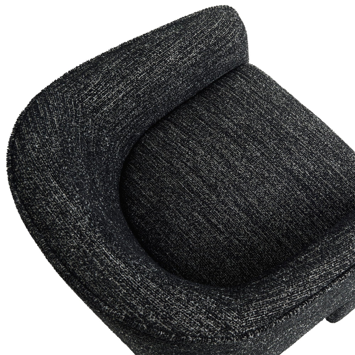 Modway Greer Comfy Barrel Accent Chair with 3 Legs in Charcoal Boucle Fabric – Cozy Round Reading Armchair – Mid Century Modern Upholstered Wide Barrel Dining Chair with Curved Back