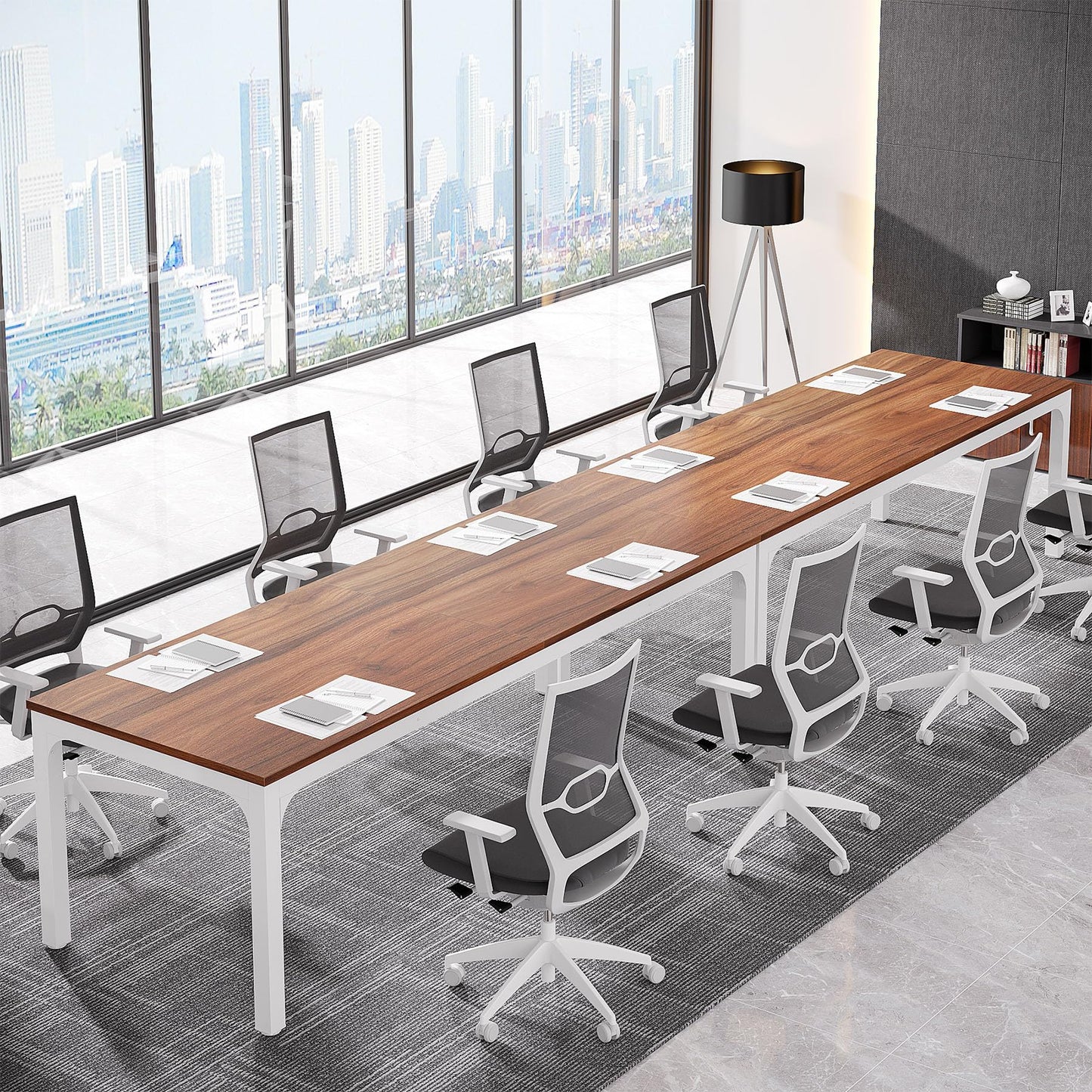 Tribesigns 6.5FT Conference Table, 78.7-Inch Rectangle Meeting Seminar Table, Large Business Tables for 6-8 People (Only Table) (Walnut+White)