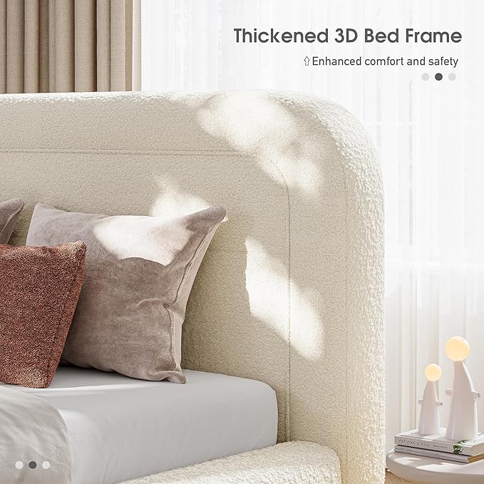 Homkdom Cloud Bed Frame with Headboard, Upholstered Soft Full Bed Frame with