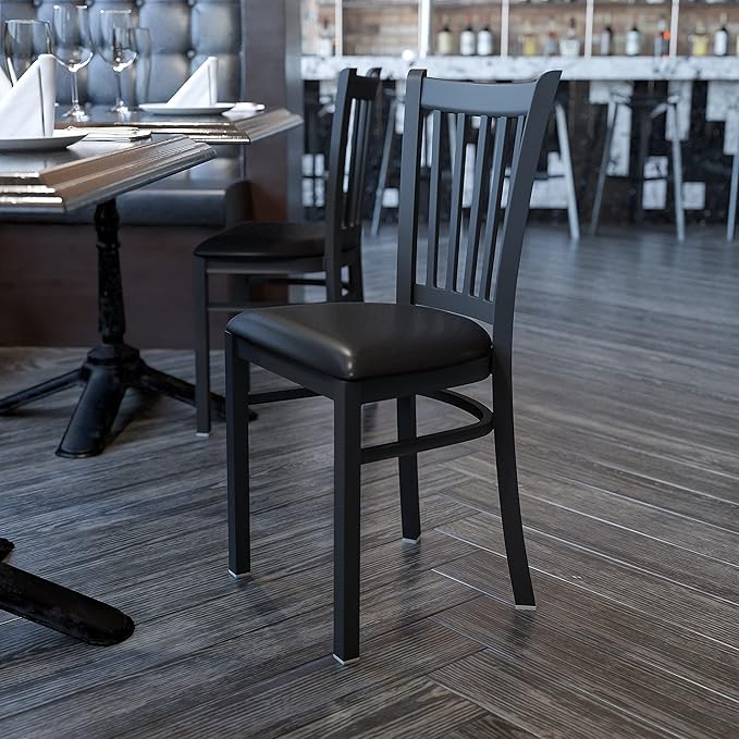 Flash Furniture HERCULES Series Black Vertical Back Metal Restaurant Chair