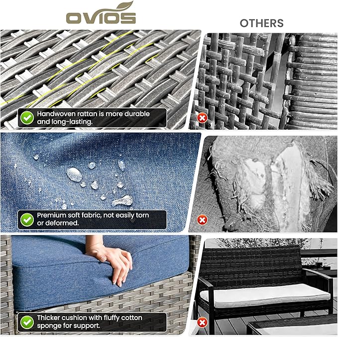ovios 8-Piece Patio Furniture Set, Outdoor Wicker Sofa