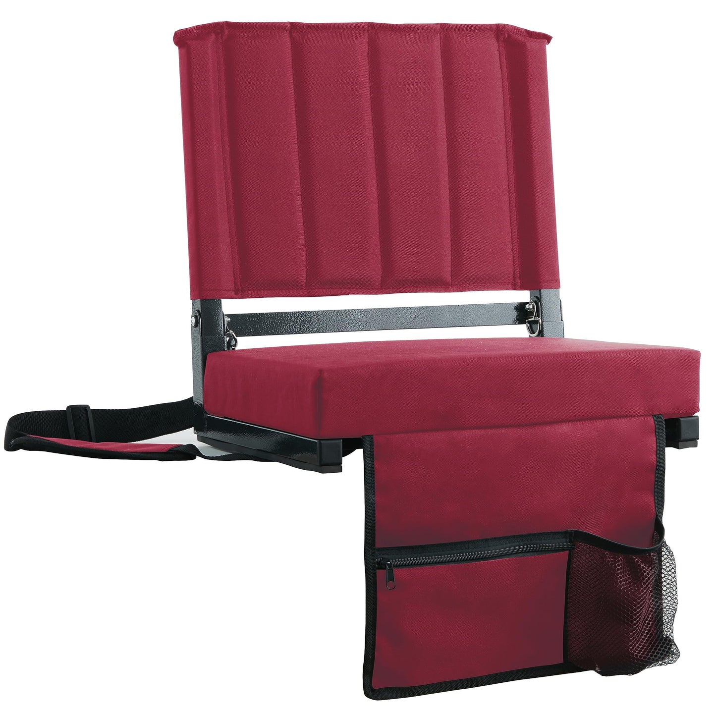 SPORT BEATS Stadium Seats with Back Support Bleacher Chairs with Back and Cushion Thick Padded Bleacher Seats Includes Shoulder Strap Maroon 1pc Standard